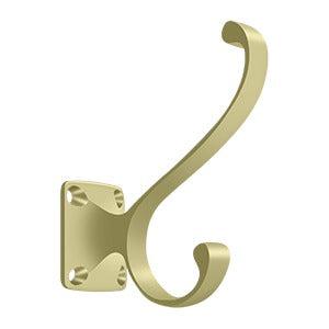 Deltana Heavy Duty Coat and Hat Hook in Unlacquered Brass finish