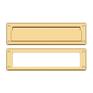 Deltana Mail Slot with Interior Frame, 13 1/8" in PVD Polished Brass finish