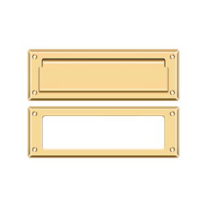 Deltana Mail Slot with Interior Frame, 8 7/8" in PVD Polished Brass finish