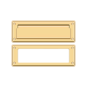 Deltana Mail Slot with Interior Frame, 8 7/8" in PVD Polished Brass finish