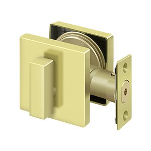 Deltana Modern Square Single Cylinder Deadbolt in Polished Brass finish