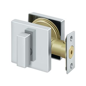 Deltana Modern Square Single Cylinder Deadbolt in Polished Chrome finish