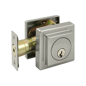 Deltana Modern Square Single Cylinder Deadbolt in Satin Nickel finish