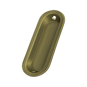 Deltana Oblong Flush Pull, 3 1/2" x 1 1/4" x 3/8" in Antique Brass finish