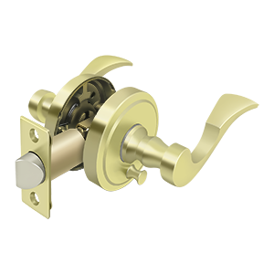 Deltana Privacy Left Hand Lacovia Lever in Polished Brass finish