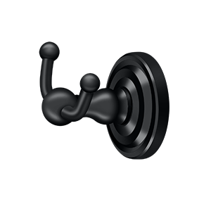 Deltana R: Traditional Series Double Robe Hook in Flat Black finish