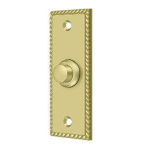 Deltana Rectangular Rope Bell Button in Polished Brass finish