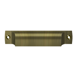 Deltana Rectangular Shell Pull, 4" C-to-C in Antique Brass finish