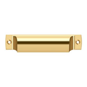 Deltana Rectangular Shell Pull, 4" C-to-C in PVD Polished Brass finish