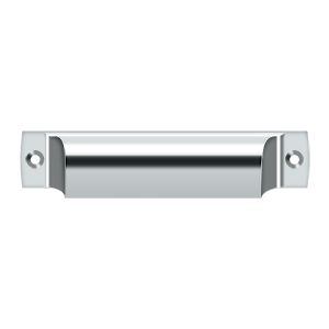 Deltana Rectangular Shell Pull, 4" C-to-C in Polished Chrome finish