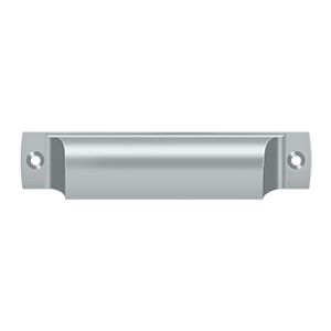 Deltana Rectangular Shell Pull, 4" C-to-C in Satin Chrome finish