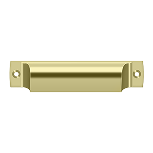 Deltana Rectangular Shell Pull, 4" C-to-C in Unlacquered Brass finish