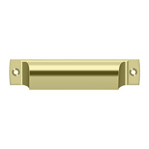 Deltana Rectangular Shell Pull, 4" C-to-C in Unlacquered Brass finish