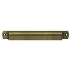 Deltana Rectangular Shell Pull, 7" in Antique Brass finish