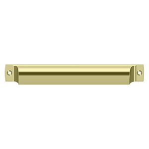 Deltana Rectangular Shell Pull, 7" in Unlacquered Brass finish