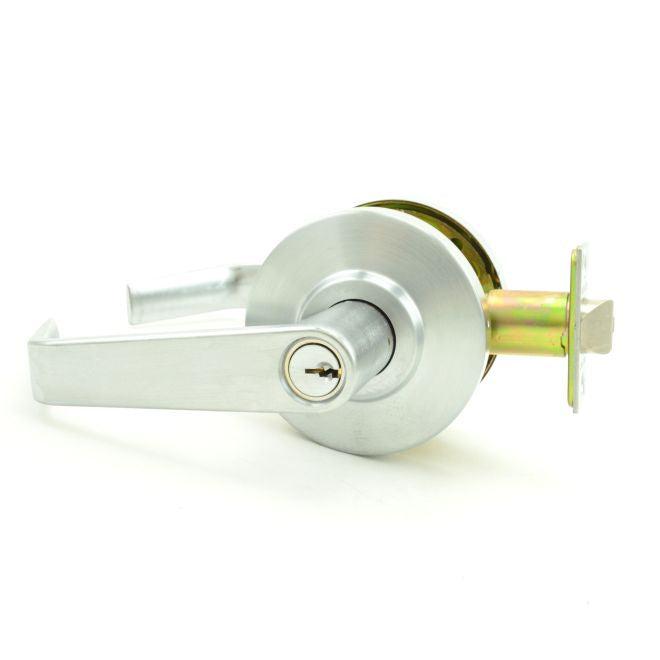 Dexter by Schlage Dexter Commercial Entry / Office Grade 2 Regular Lever Non Clutching Cylindrical Lock With C Keyway; 2-3/4" Backset; and ANSI Strike in Satin Chrome finish