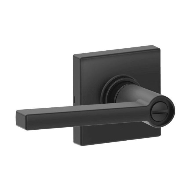 Dexter by Schlage Dexter by Schlage J Series Solstice Privacy Lever With Collins Rosette in Flat Black finish