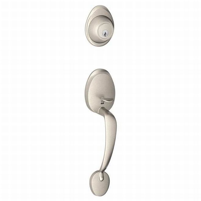 Dexter by Schlage Schlage J Dexter Series Barcelona Outside Active Handleset - Interior Trim Sold Separately in Satin Nickel finish