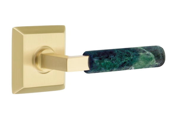 Dummy Pair Select L-Square Green Marble Lever with Quincy Rosette