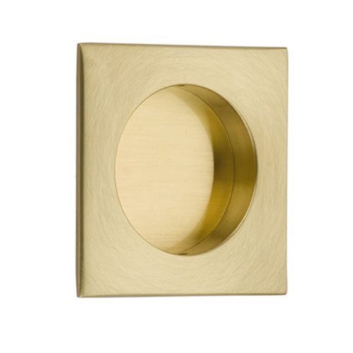 The Emtek 2 1/2" Square Flush Pull in Satin Brass finish