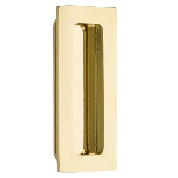 Emtek 4" Modern Rectangular Flush Pull in Unlacquered Brass finish