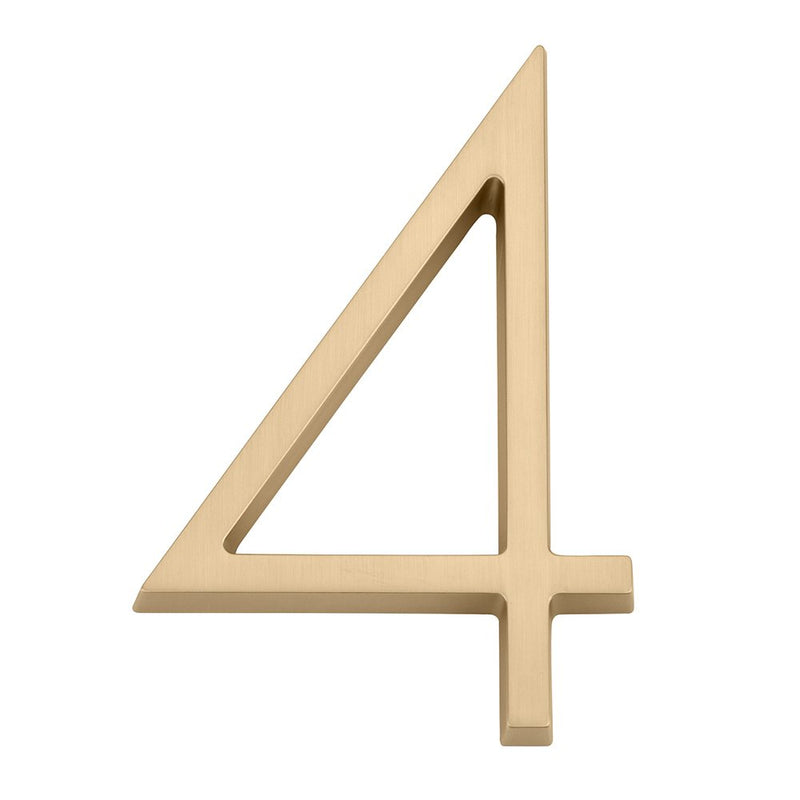 Emtek 7" Modern House Number, No. 4 in Satin Brass finish