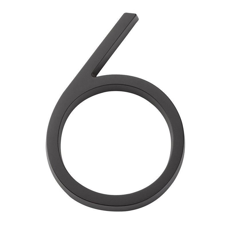 Emtek 7" Modern House Number, No. 6 in Flat Black finish