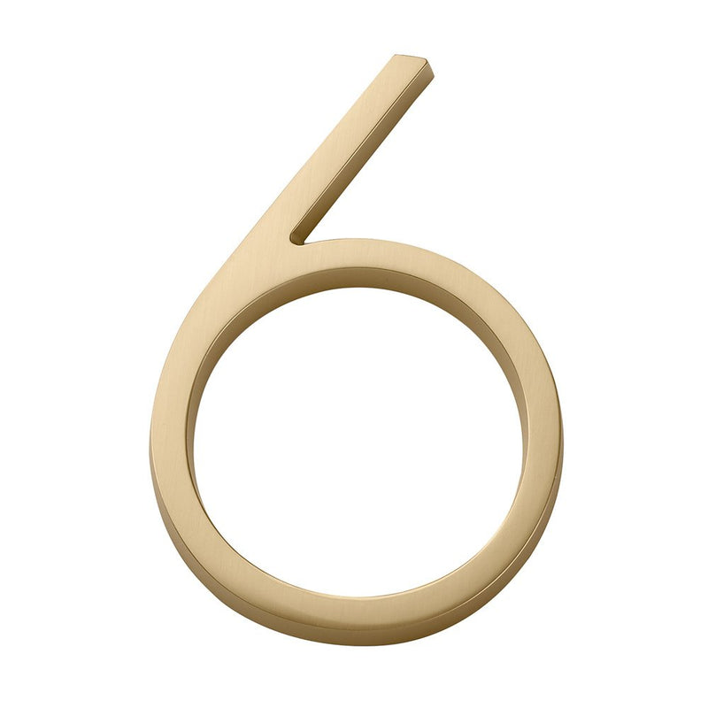 Emtek 7" Modern House Number, No. 6 in Satin Brass finish