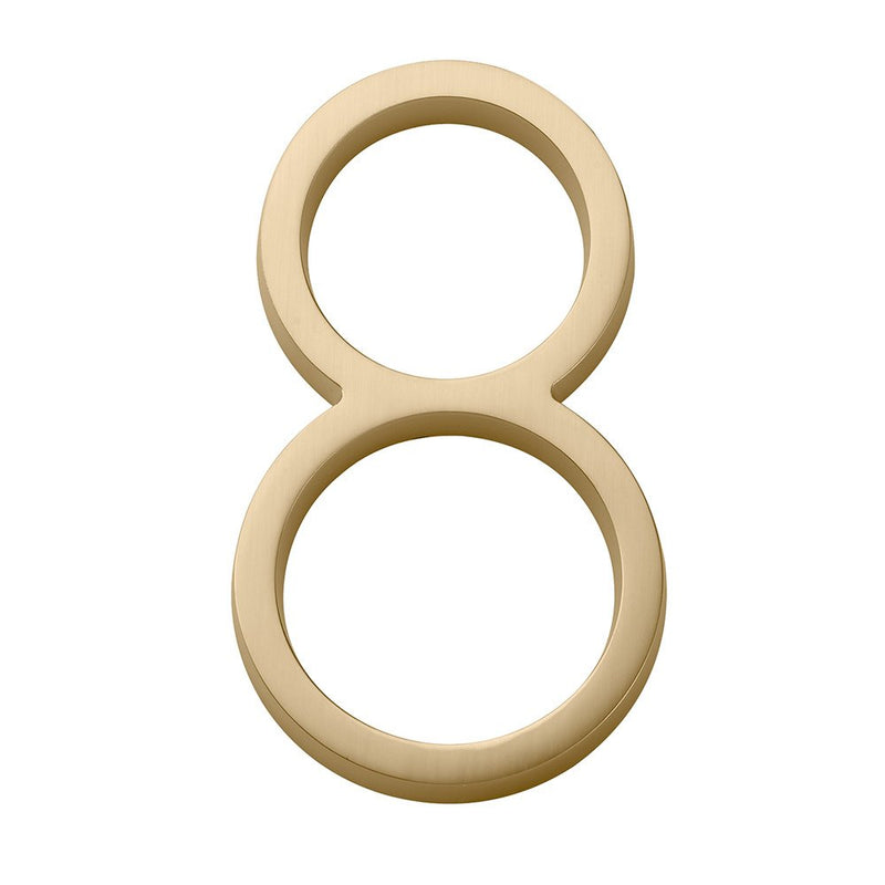 Emtek 7" Modern House Number, No. 8 in Satin Brass finish