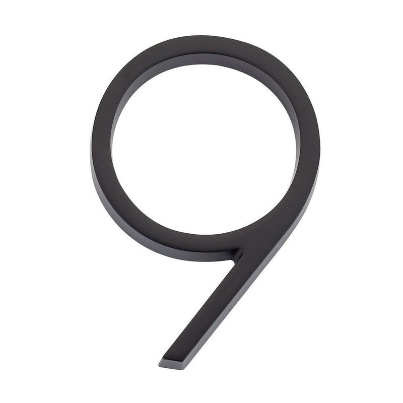 Emtek 7" Modern House Number, No. 9 in Flat Black finish