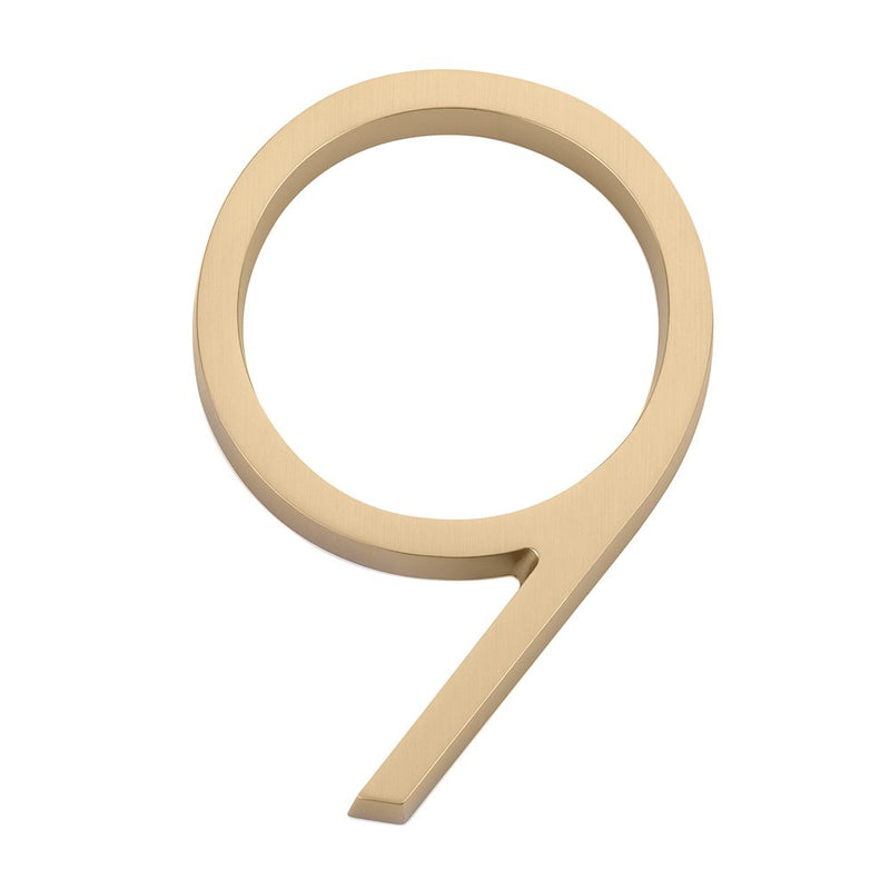 Emtek 7" Modern House Number, No. 9 in Satin Brass finish