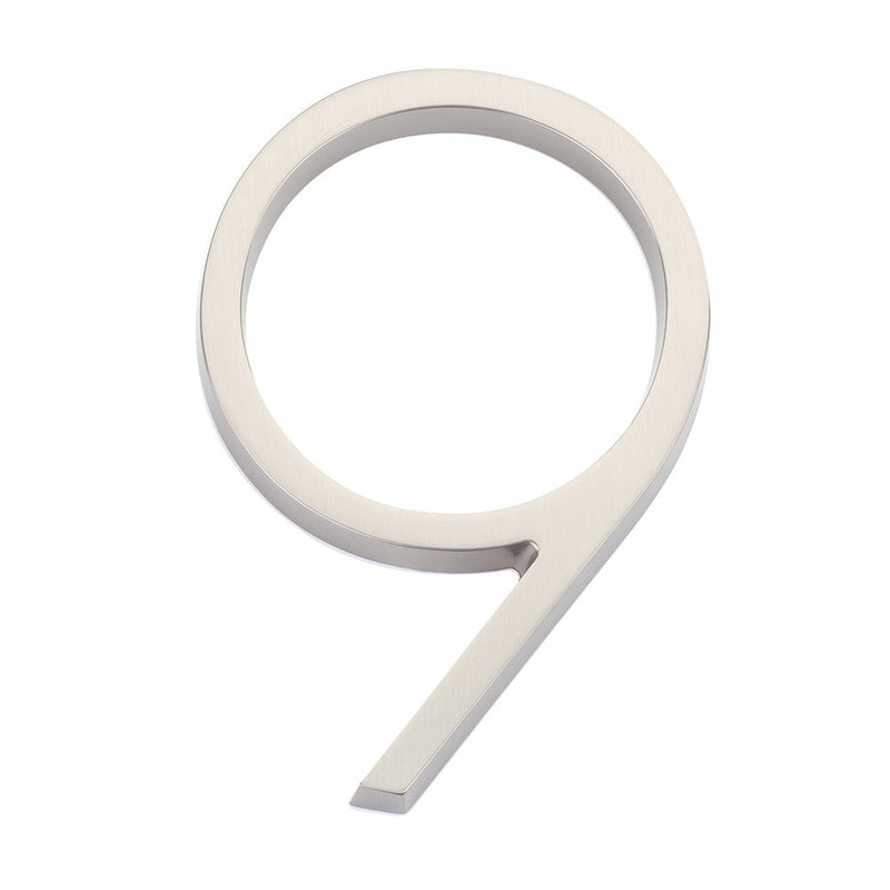 Emtek 7" Modern House Number, No. 9 in Satin Nickel finish