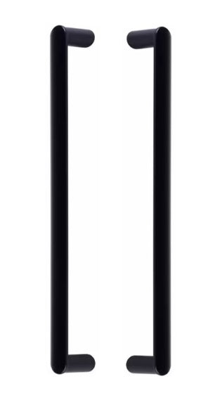 The Emtek Back-to-Back Habitat Appliance Pull in Flat Black finish