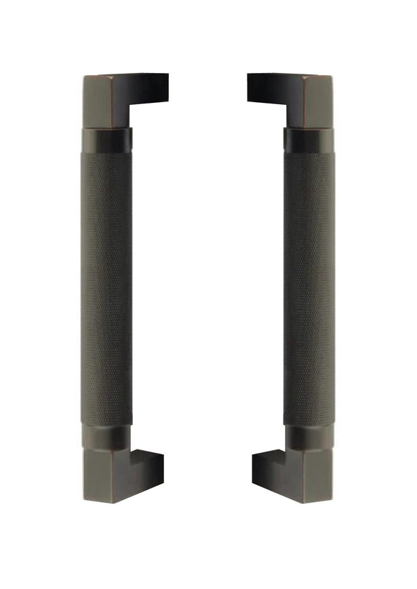 Emtek Back to Back Hercules Knurled Door Pull, 8" Center to Center in Oil Rubbed Bronze finish