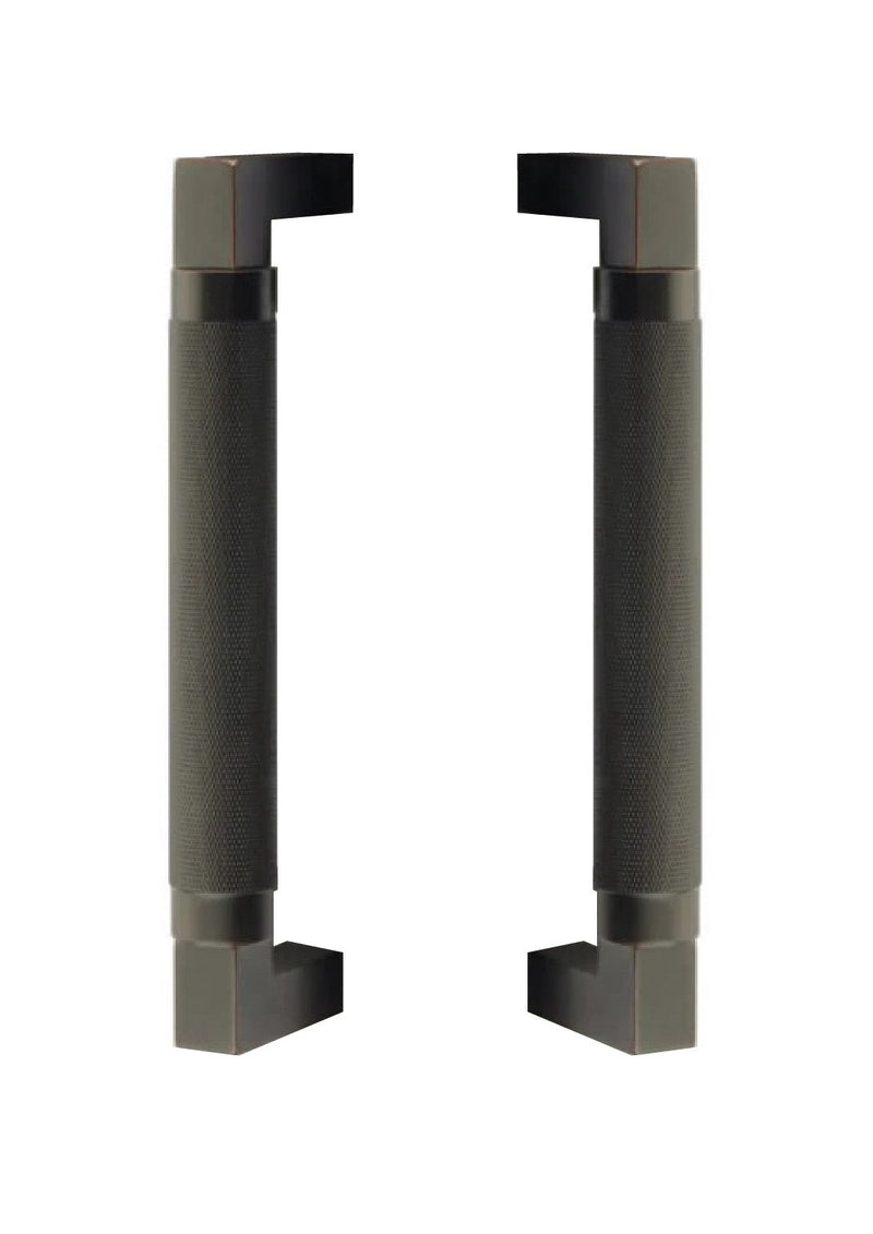 Emtek Back to Back Hercules Knurled Door Pull, 8" Center to Center in Oil Rubbed Bronze finish