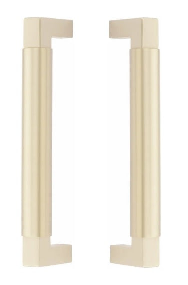 Emtek Back to Back Hercules Smooth Door Pull, 8" Center to Center in Satin Brass finish