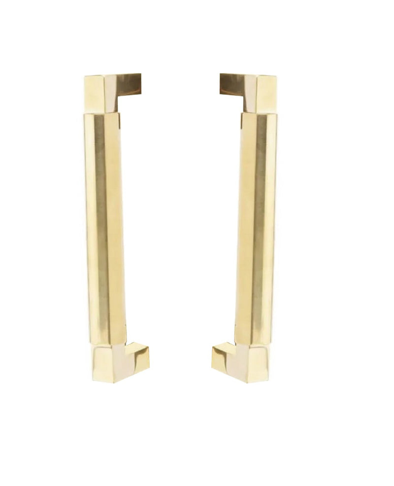 Emtek Back to Back Hercules Smooth Door Pull, 8" Center to Center in Unlacquered Brass finish