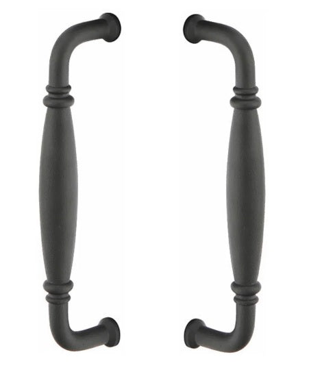 Emtek Back to Back Normandy Door Pull, 8" Center to Center in Flat Black Steel finish