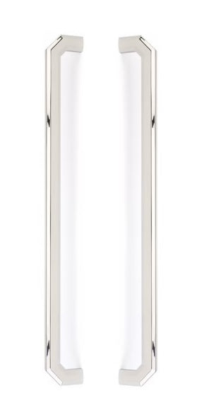 The Emtek Back to Back Riviera Appliance Pull in Polished Nickel finish