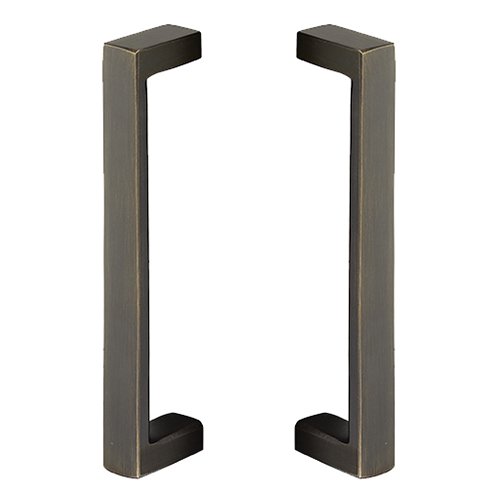 Emtek Back to Back Rustic Modern Rectangular Bronze Door Pull, 8 3/4" Center to Center in Medium Bronze Patina finish