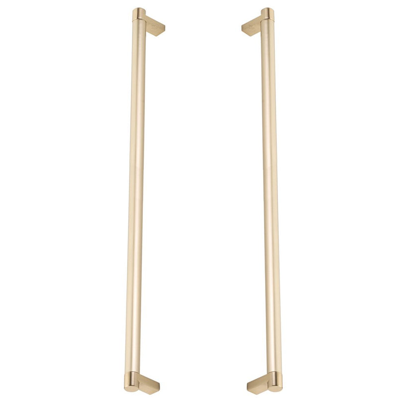 The Emtek Back-to-Back Select Rectangular Stem Smooth Appliance Pull in Satin Brass finish