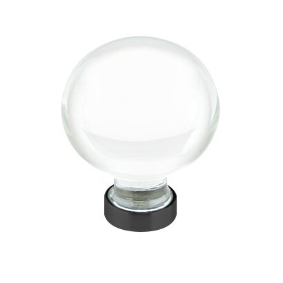 Emtek Bristol Crystal Glass Knob 1-1/4" Wide (1-5/8" Projection) in Flat Black finish