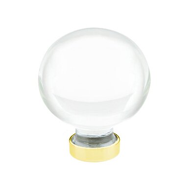 Emtek Bristol Crystal Glass Knob 1-1/4" Wide (1-5/8" Projection) in Unlacquered Brass finish