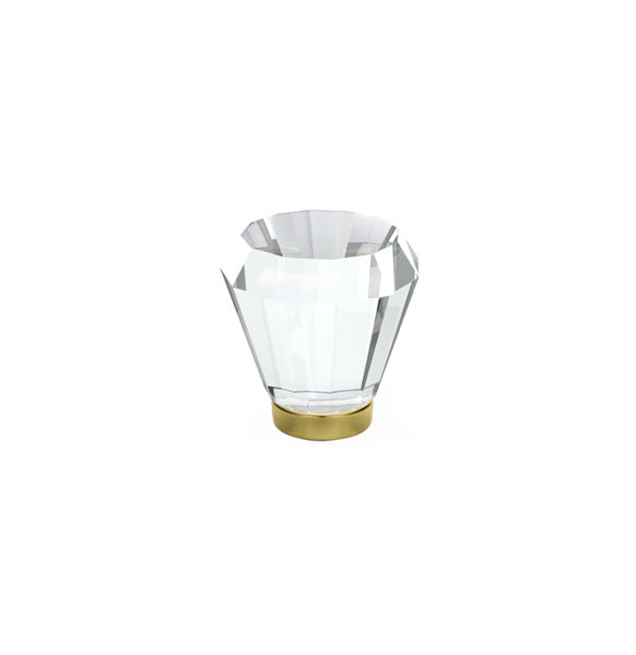 Emtek Brookmont Crystal Glass Knob 1-1/4" Wide (1-1/2" Projection) in Unlacquered Brass finish