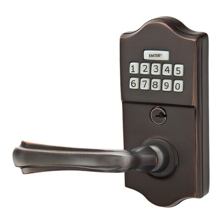 Emtek Classic Electronic Keypad Leverset with Left Handed Wembley Lever in Oil Rubbed Bronze finish