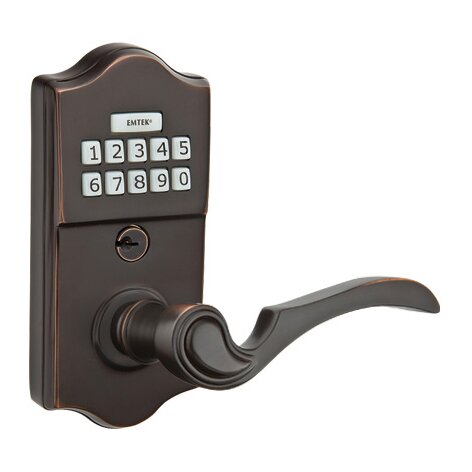 Emtek Classic Electronic Keypad Leverset with Right Handed Coventry Lever in Oil Rubbed Bronze finish