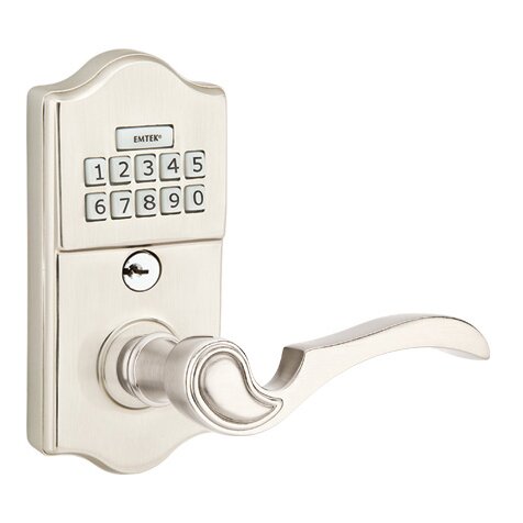 Emtek Classic Electronic Keypad Leverset with Right Handed Coventry Lever in Satin Nickel finish