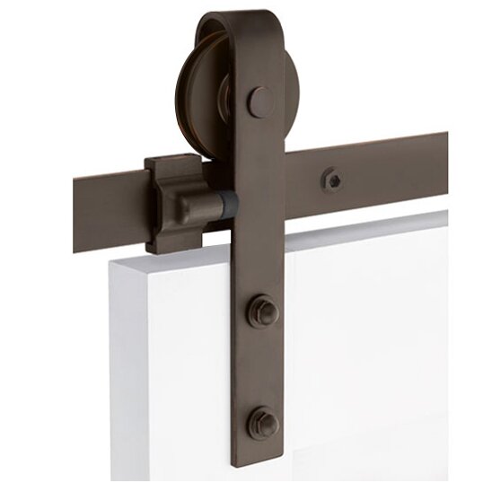 Emtek Classic Face Mount Hanger 5' Track with Solid Wheel & Classic Fastener in Oil Rubbed Bronze finish