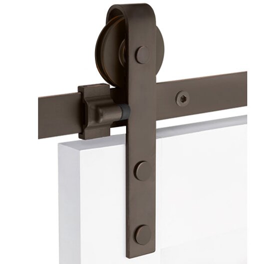 Emtek Classic Face Mount Hanger 5' Track with Solid Wheel & Flat Fastener in Oil Rubbed Bronze finish