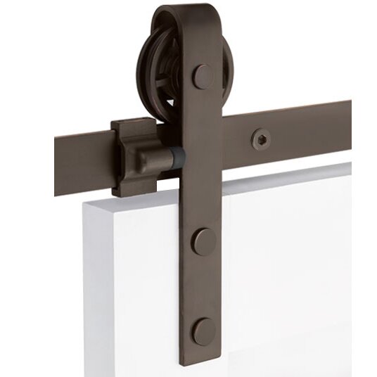 Emtek Classic Face Mount Hanger 5' Track with Spoked Wheel & Flat Fastener in Oil Rubbed Bronze finish